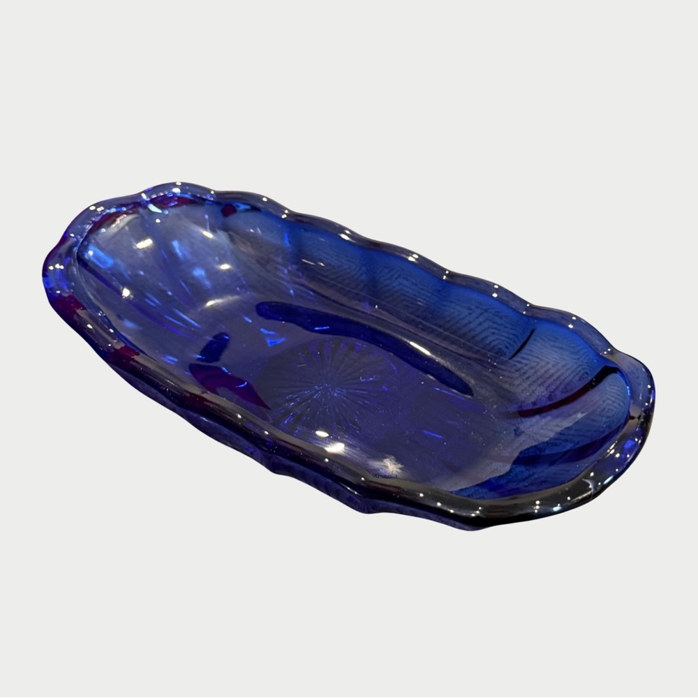 Cobalt Blue Anchor Hocking Banana Split Glass Dish